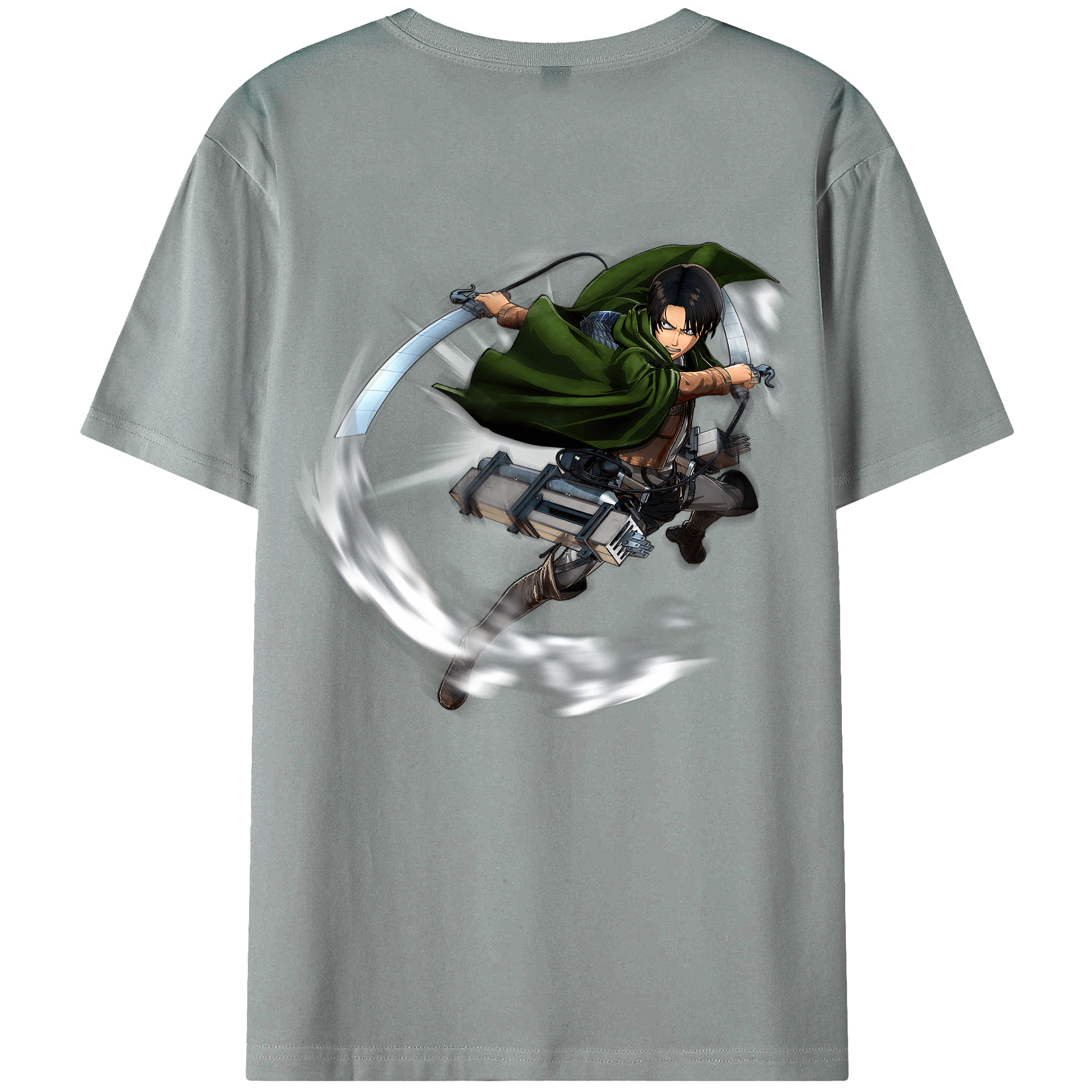 （画像用） 進撃の巨人 リヴァイ·アッカーマン Attack on Titan Levi Ackerman 綿100％ メンズ半袖Tシャツ（バックプリント） 通気性